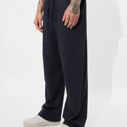the souled store The Souled StoreSolids: Deep Navy Blue Men and Boys Drawstringed Cotton Blend Super Baggy Fit Korean Joggers image 3