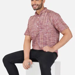 khadi sadan Cotton Casual and Traditional Men's Short Kurta Half Sleeves image 2