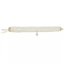 yellow chimes Necklace for Women and Girls Fashion White Pearl Necklace for Women Western Multi Layer Pearl Choker Necklace for Girls | Birthday Gift for Girls and Women image 2