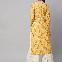 ratan Women's Mulmul Cotton Printed Straight Lucknowi Chikankari Ethinic Wear Kurta image 4