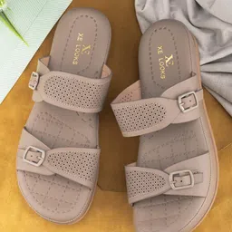 xe looks Women's Elegant Buckle Sandals - Perforated Comfort For Everyday Style image 2