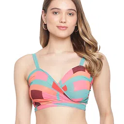 erotissch Women's Cotton Tie & Dye Print Tie Knot Back Beachwear Top image 1