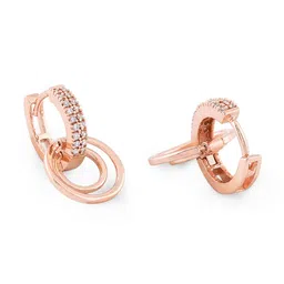 zaveri pearls Rose Gold Cubic Zirconia Contemporary Rings Drop Brass Bali Earring For Women-ZPFK9472 image 5