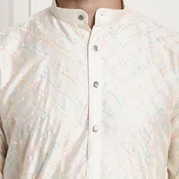 sojanya (Since 1958 Men's Silk Blend Kurta and Pyjama with Nehru Jacket image 5