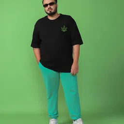 bewakoof Men's 100% Cotton Graphic Print Oversized Fit Round Neck Plus Size T-Shirt image 4