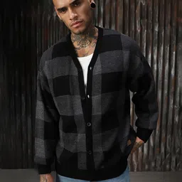 high star clothing High Star Men Knitted Acrylic Oversized Fit V Neck Long Sleeve Sweaters image 2