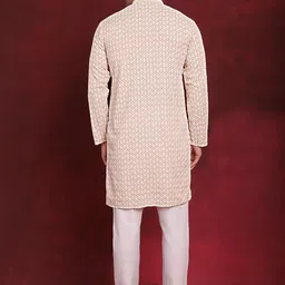 jompers Men's Sequin Embroidered Pure Cotton Kurta With Pyjama image 2