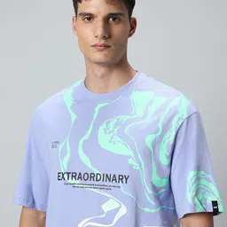 bewakoof BewakoofMen's 100% Cotton Printed Oversized Fit Round Neck T-Shirt image 5