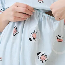 av2 Women's Cotton Printed Maternity & Feeding Night Suit Set of Top & Relaxed Pyjama Nursing Night Dress-2126 image 5