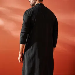 vastramay Men's Silk Blend Kurta | Silk Blend Embroidered Secuenced Kurta for Men. image 4