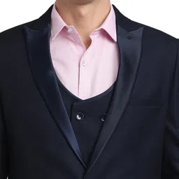 turtle Men Poly Viscose Tailored Fit Dark Blue Three Piece Party Suits image 5