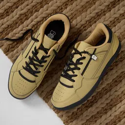 the souled store Kanso: Yellow Men and Boys Lace Up Low Top Sneakers image 2