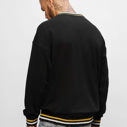 the souled store Tawny Men and Boys Long Sleeves V Neck Black Solid Cotton Blend Oversized Sweatshirts image 4
