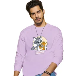 bewakoof Official Tom & Jerry Merchandise Men's 100% Cotton 220 GSM Graphic Print Oversized Fit Round Neck T-Shirt image 1