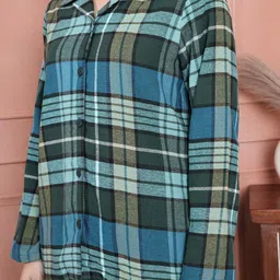 secret wish Checkered Flannel Night Suit/Top & Pyjama/Pocket/Co-ord/Set/Full Sleeves image 5