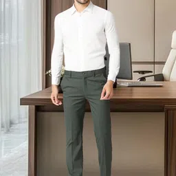 saintx Men's Premium Stretchable Formal Trouser with Techno Flex Waistband | Slim Fit Pants | Italian Design | Office Wear/Executive Wear image 2