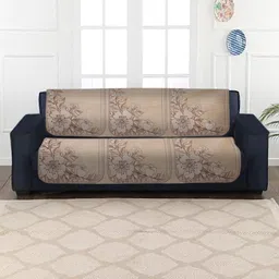 Multitex 5 Seater Printed Cotton Ethnic Design Sofa Cover-Cream image 2