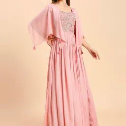 madhuram textiles Madhuram Women's Chinon Gown for Women Ethnic with Embroidery Work Long Gown(M-2456) image 4