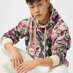 the souled store It's Souled Men and Boys Long Sleeves Hooded Neck Multicolor All Over Printed Cotton Blend Oversized Hoodies image 3