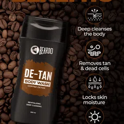 Beardo De-Tan Body Wash for Men, 200ml | Tan Removal and Caffeine Body Wash | Detan With Coffee & Aloe Extracts | For Body & Face | Refreshing Fragrance image 5