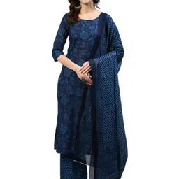 yuvvik Women's Blue Kurta Palazoo and Dupatta Set image 1