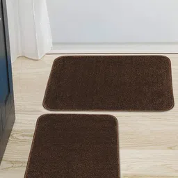 aiesy Live Beautiful ! Super-Soft Anti Skid Backing Set of 2 pcs (Brown, 40X60 cm) image 1