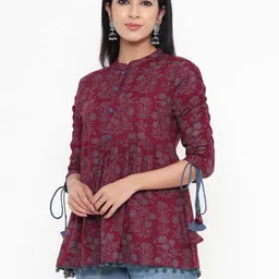 kbz Women's Rayon Floral Print Regular Wear Top image 2