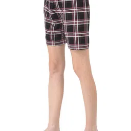 cozmostore Women's Check Printed Cotton Nightsuit, Shorts and Shirt Set image 4