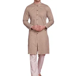 jompers Men's Sequin Chikankari Front Open Kurta With Pyjamas image 1