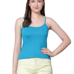 aimly Women's Regular Fit Cotton Camisole Slip Spaghetti T Blue Hot Pink Maroon M Combo Pack of 3 image 2