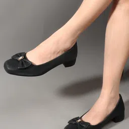 carlton london Women's Block Heel Round Toe Pumps - Elegant, Comfortable, and Stylish for Office, Casual and Semi-Formal Use image 2