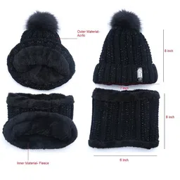 tomorrow fashion Tomorrow Women's Winter Woolen Beanie Cap and Neck Scarf Warmer Set Snow Proof, Inside Fur, Warm Woolen Cap for Women, Girl's (Free Size) image 2