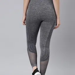 enamor A604 Quick Dry 4 Way Stretch Antimicrobial and Anti-Odour High Waisted Hugged Fit Skinny Fit Seamless Workout Leggings for Women with Wide Waistband image 3