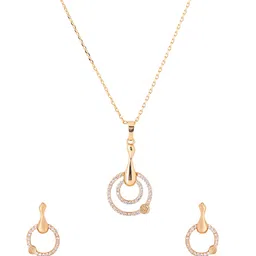 yellow chimes Necklace Set for Women Jewellery for Women Gold Toned Heart Shaped Crystal Studded Dual Heart Pendant Necklace Set with Earrings for Women and Girls Valentine Gift for Girls image 1