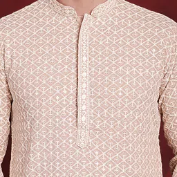 jompers Men's Sequin Embroidered Pure Cotton Kurta With Pyjama image 5