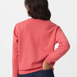 The Souled Store Citrus Splash Women and Girls Long Sleeves Round Neck Solid Cotton Blend Oversized Sweatshirts image 4