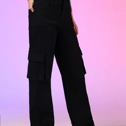 kotty Women's Straight || Slim || Fit Solid Comfortable and Strechable || Distressed || Cargo's Jeans image 2