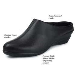 jking Black Formal Shoes for Women | Vegan Leather Slip-Ons with Foam Insole & Airmix Sole image 2