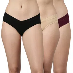 THE MAMA KLUB Pack of 3 Maternity Panties, Low Waist, Cotton, v Shape, Super Comfortable, Pregnancy image 1