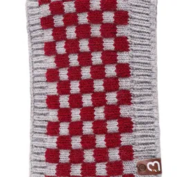 bharatasya check Knitted Warm woolen Headband Earwarmer Earmuffs Earcap Earcover Winter accessories trendy checkered pattern Earwarmer (Grey & Red) image 3