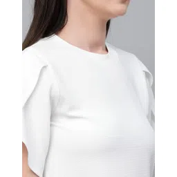 style quotient Women Solid Fuchsia Pink Poly Knit Smart Casual Regular Top image 3