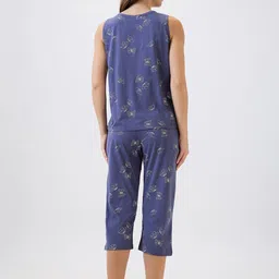 av2 Women's Cotton Printed Round Neck Short Sleeve Night Suit Set | Capri Set | Casual Night Dress for Women-2127 image 2