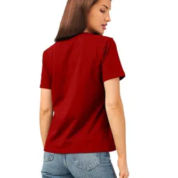 leotude Women's Boyfriend-Loose Fit Round Neck Half Sleeve Dri-Fit Women Tshirt (Color Multicolor) image 3