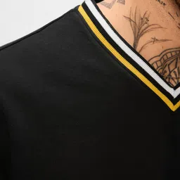 the souled store Tawny Men and Boys Long Sleeves V Neck Black Solid Cotton Blend Oversized Sweatshirts image 5