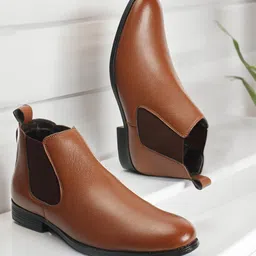 carlton london Men's Solid Slip-on Comfortable Boots for Casual Work Festive Use I Cl-son-m-09 Tan Chelsea image 4