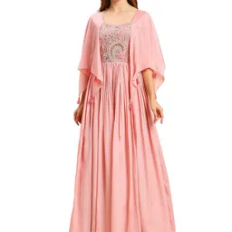 madhuram textiles Madhuram Women's Chinon Gown for Women Ethnic with Embroidery Work Long Gown(M-2456) image 1