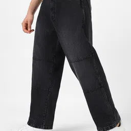 urbano fashion Men's Loose Baggy Fit Cut and Sew Panelled Jeans Non-Stretchable image 3