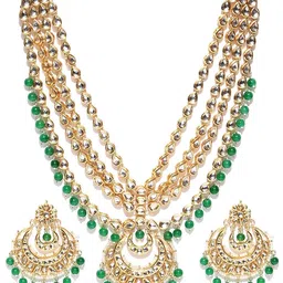 shining diva fashion Latest Gold Plated Kundan Pearl Stylish Fancy Wedding Necklace Jewellery Set for Women image 1