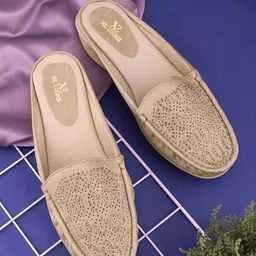 xe looks Women's Embellished Flat Mule – Elegant Slip-On Mules with Cushioned Support and Chic Design for Girls & Womens image 2