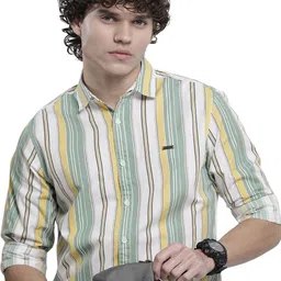 the indian garage co Men Regular Fit Striped Full Sleeves Cutaway Collar Casual Shirt image 1